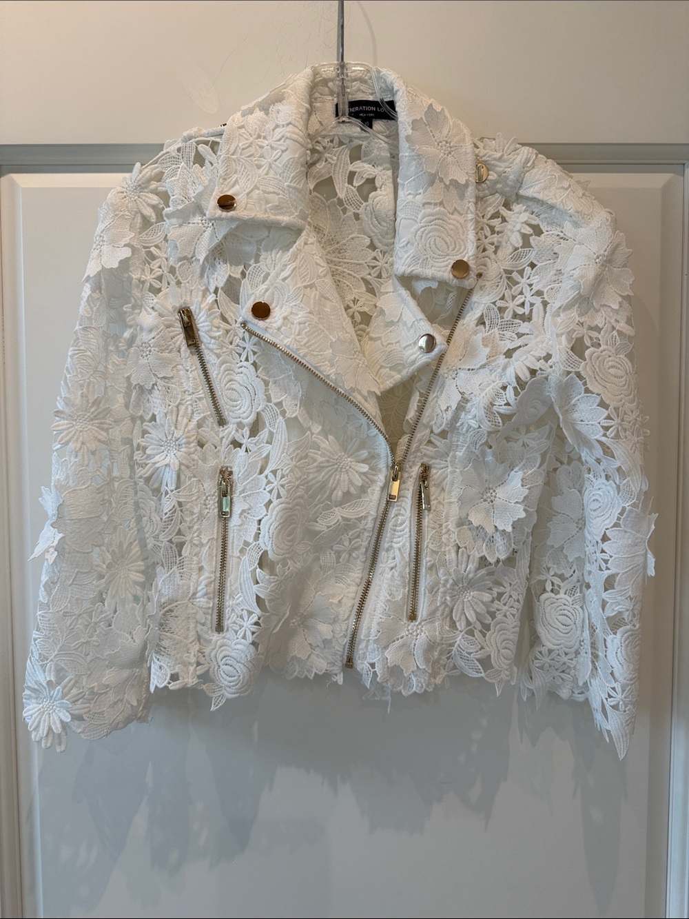 Generation Love White Lace Floral Moto Jacket A NWOT - Side XS